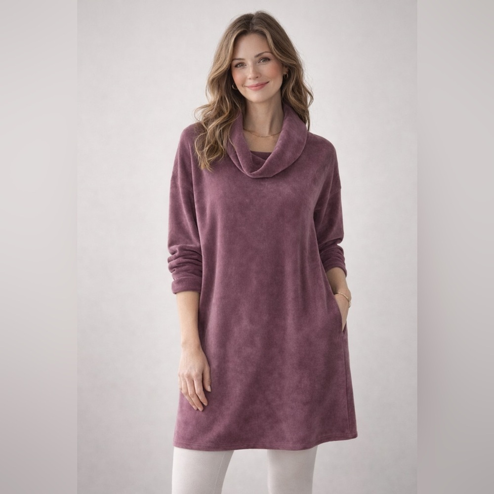 J. Jill Pure Jill Soft Knit Cowl Neck Dress | Mauve | Size Medium